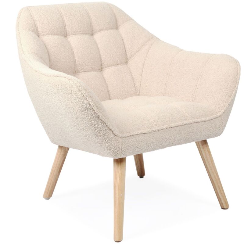 Fauteuil scandinave Zentao Tissu bouclette Beige