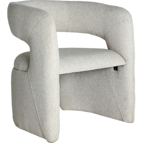 Fauteuil shabby chic beige effet marbré et bois d'eucalyptus - Beige marbré et bois naturel clair