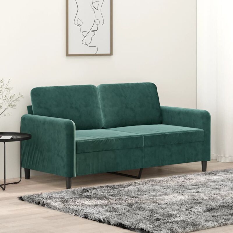 Vidaxl - Canapé à 2 places Vert foncé 140 cm Velours