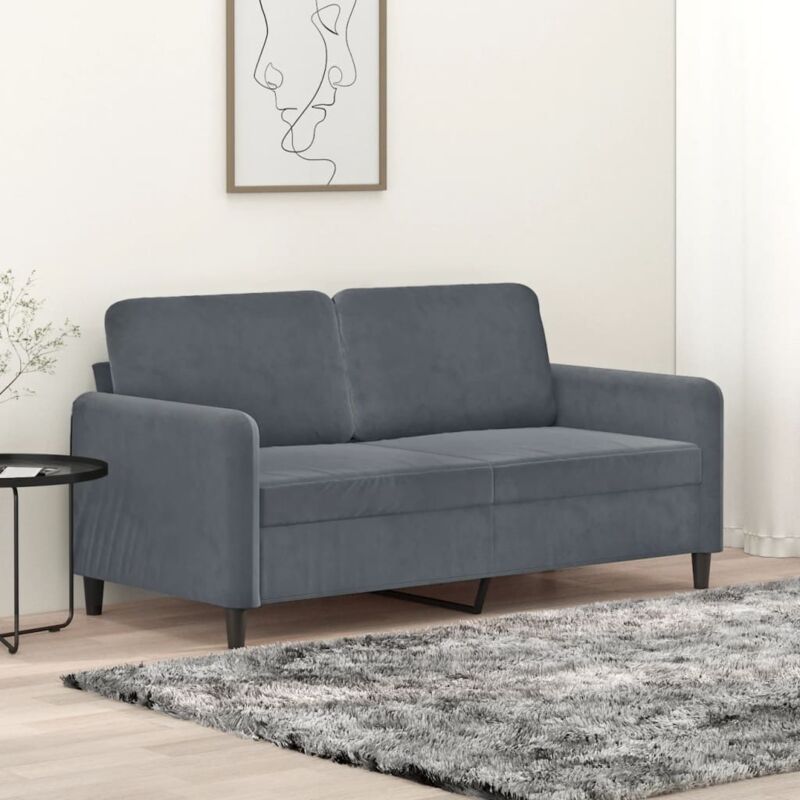 Vidaxl - Canapé à 2 places Gris foncé 140 cm Velours