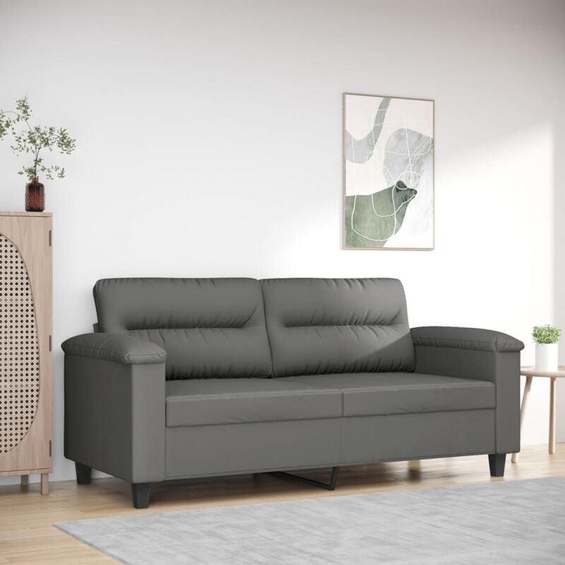 Vidaxl - Canapé à 2 places Gris foncé 140 cm Tissu microfibre