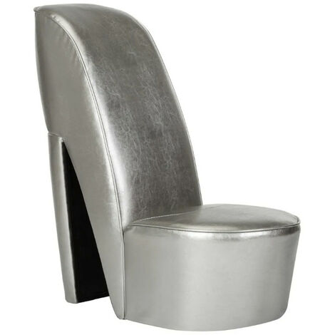 Fauteuil simili cuir argenté Fashionly