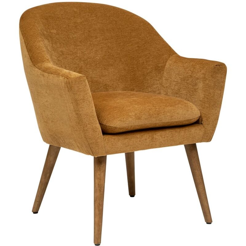 Atmosphera - Fauteuil En Velours Sinel Chenille Ocre