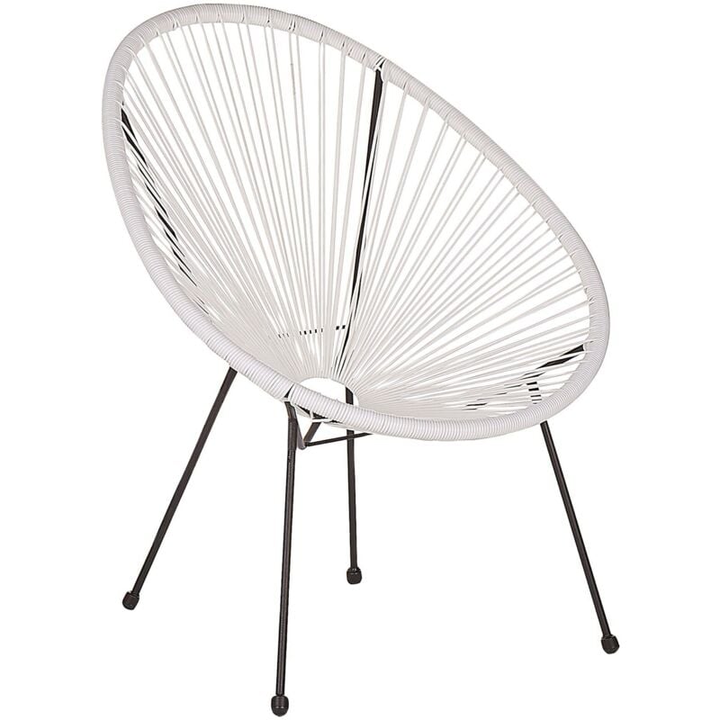 Beliani - Chaise Fauteuil Type Spaghetti en Rotin pe Blanc et Acier Design Tendance pour Salon Chambre Terrasse ou Jardin au Style Moderne et