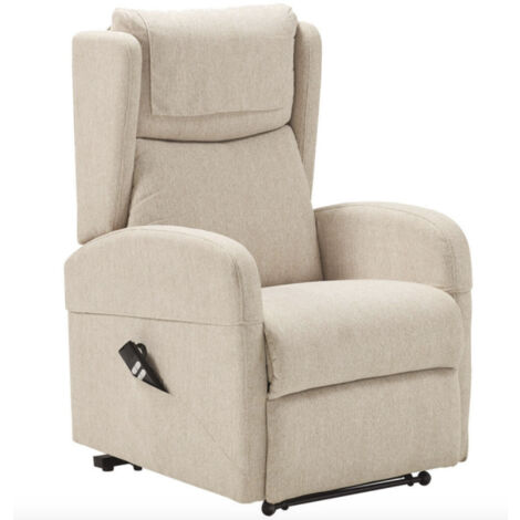 Fauteuil sur roulettes de relaxation et releveur électrique 2 moteurs tissu Vikola-Beige clair