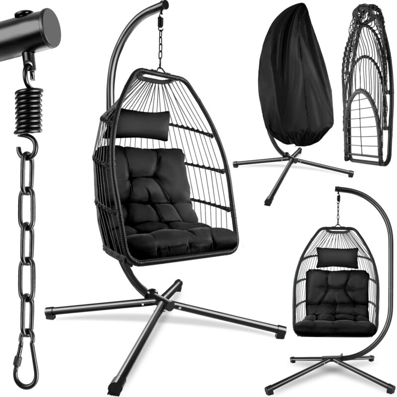 Tectake - Fauteuil suspendu avec coussin et appui-tête extra épais