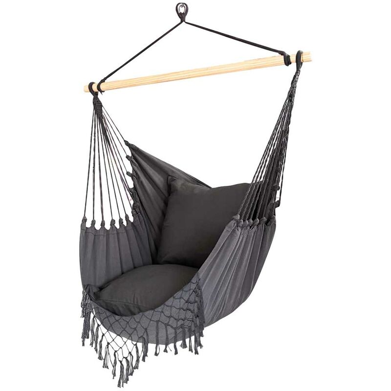 Fauteuil suspendu de jardin suspendu chaise berçante hamac coussins de camping gris