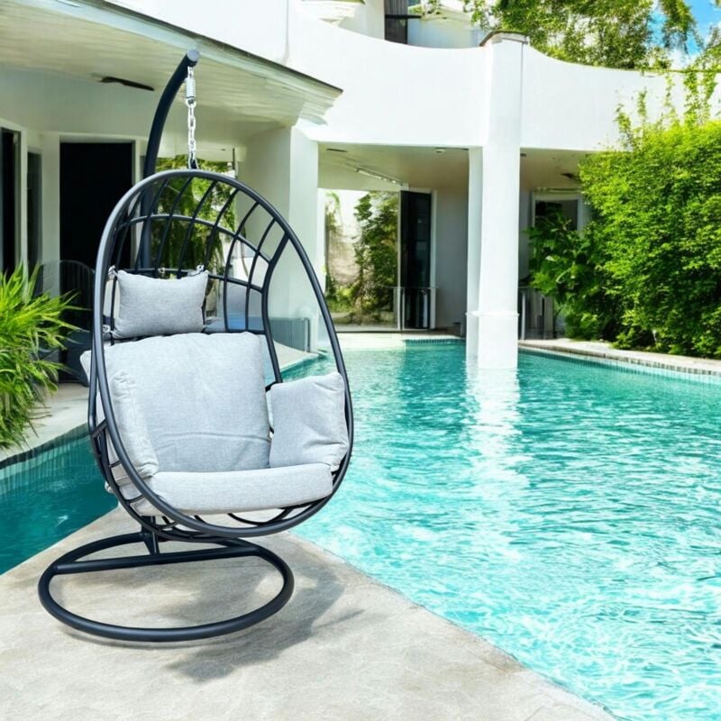 Pier Import - Fauteuil suspendu design en aluminium noir oslo