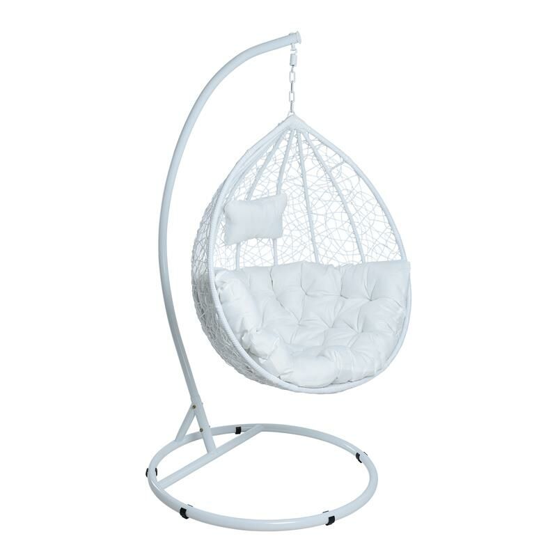 Fauteuil suspendu en poly rotin Chaise support + coussin de relaxation xxl blanc