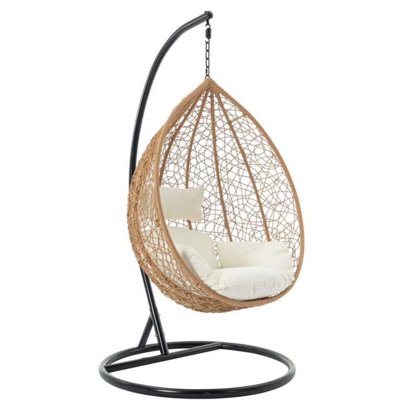 Fauteuil suspendu en résine tressée - Naturel clair - campli de mylia