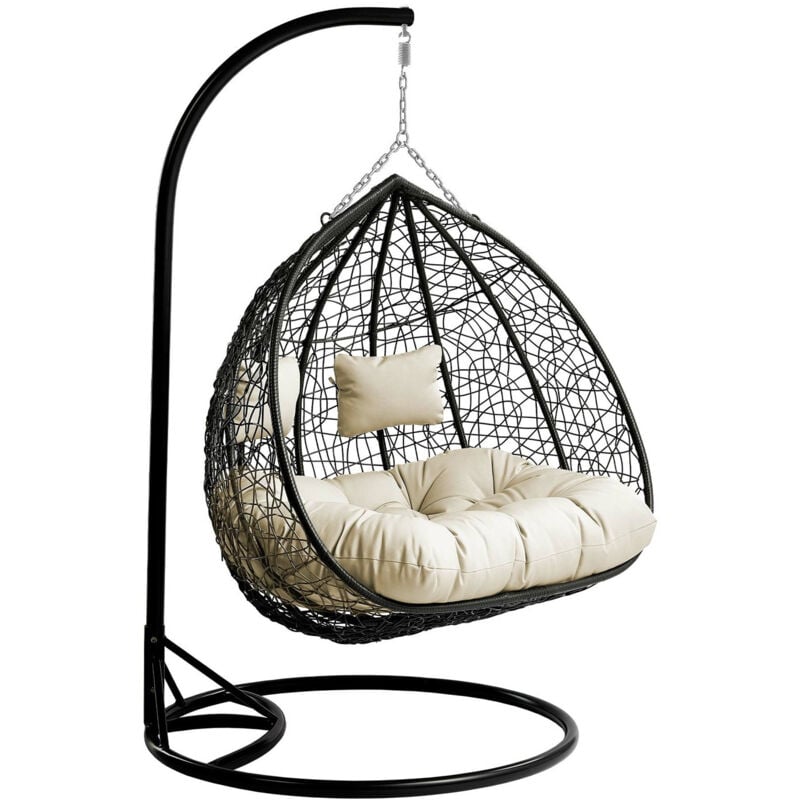 Chaise suspendu Comfivo 325, Noir + Crème, 200x132x120cm, Cep plastique, Tapisserie, Métal