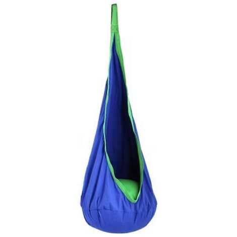 Fauteuil suspendu portable en toile de parachute, lit balançoire d'intérieur bleu--