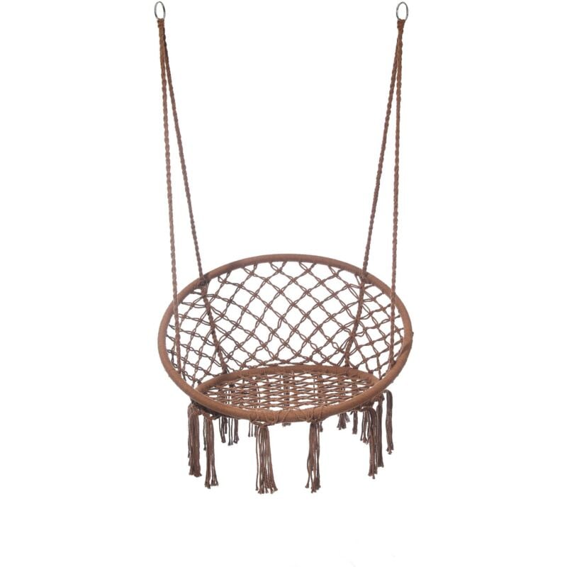 Fauteuil Suspendu Rebecca Mobili Astelia 120x80x60 Polycoton Acier Marron Boho