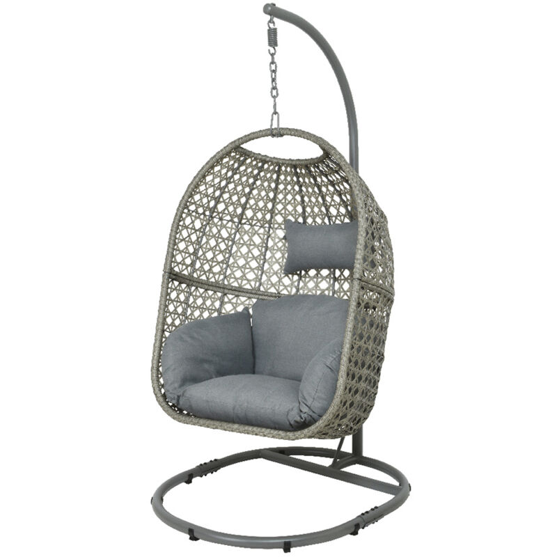 Jardideco - Fauteuil suspendu œuf de jardin gris Royan