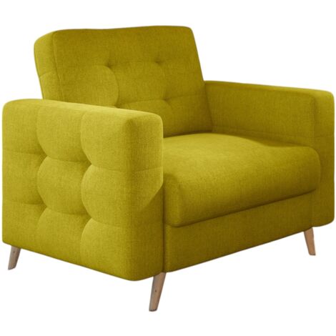 Fauteuil tissu ANSKA-Jaune moutarde