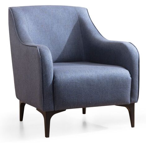 Fauteuil tissu bleu Bellano 94cm