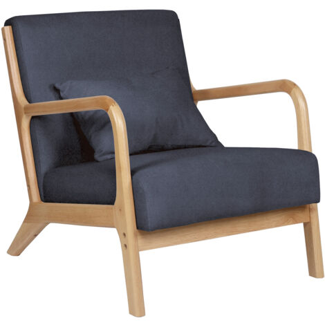 Fauteuil Tokyo Tissu Gris / Bois