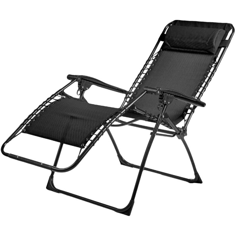 ozalide - fauteuil transat l 156cm couleur anthracite