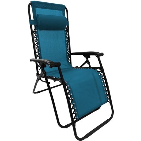 Fauteuil transat relax pliable multiposition + appui‑tête réglable - - Turquoise