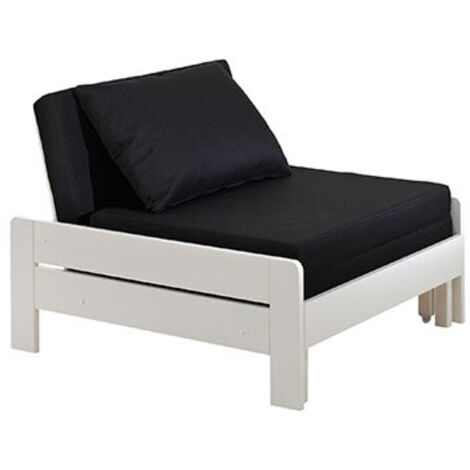 Fauteuil transformable 80x200 pin massif laqué blanc Pino