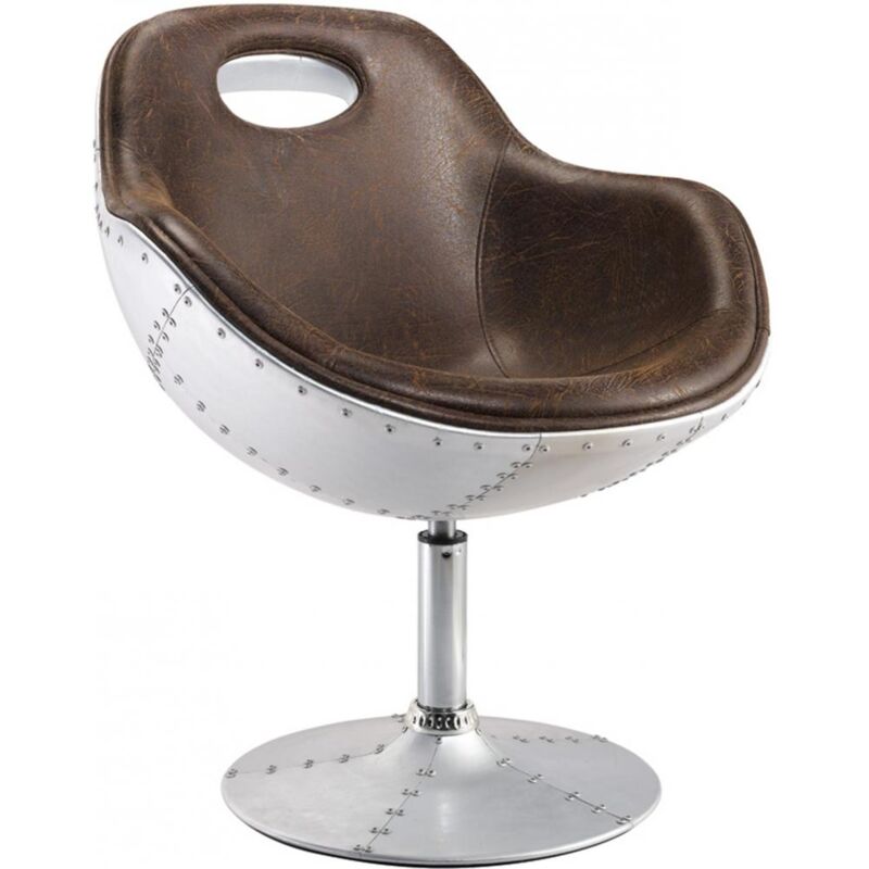 Privatefloor - Fauteuil pivotant de design aviateur - Tapissé en pu Marron
