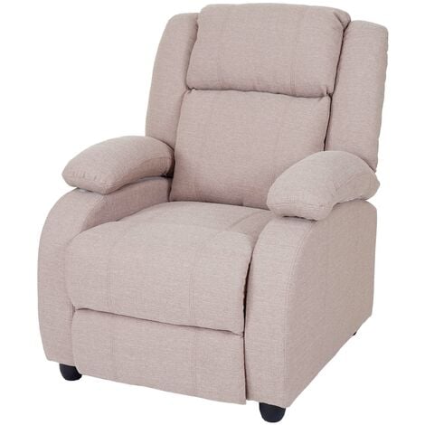 Fauteuil TV chaise longue relax avec repose-pieds et accoudoirs en tissu/textile gris crème - crèmem