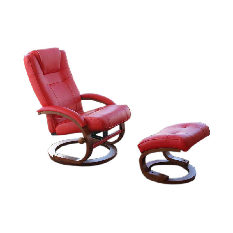 Décoshop26 - Fauteuil tv fauteuil relaxation pivotant avec repose-pieds en pvc rouge cadre en bois 040006897 Décoshop26 - Fauteuil tv fauteuil relaxation pivotant avec repose-pieds en pvc rouge cadre en bois 040006897