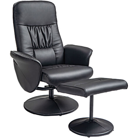Fauteuil TV inclinable repose-pieds similicuir noir pivotant salon chambre fauteuil relax confort moderne design ergonomique SEO