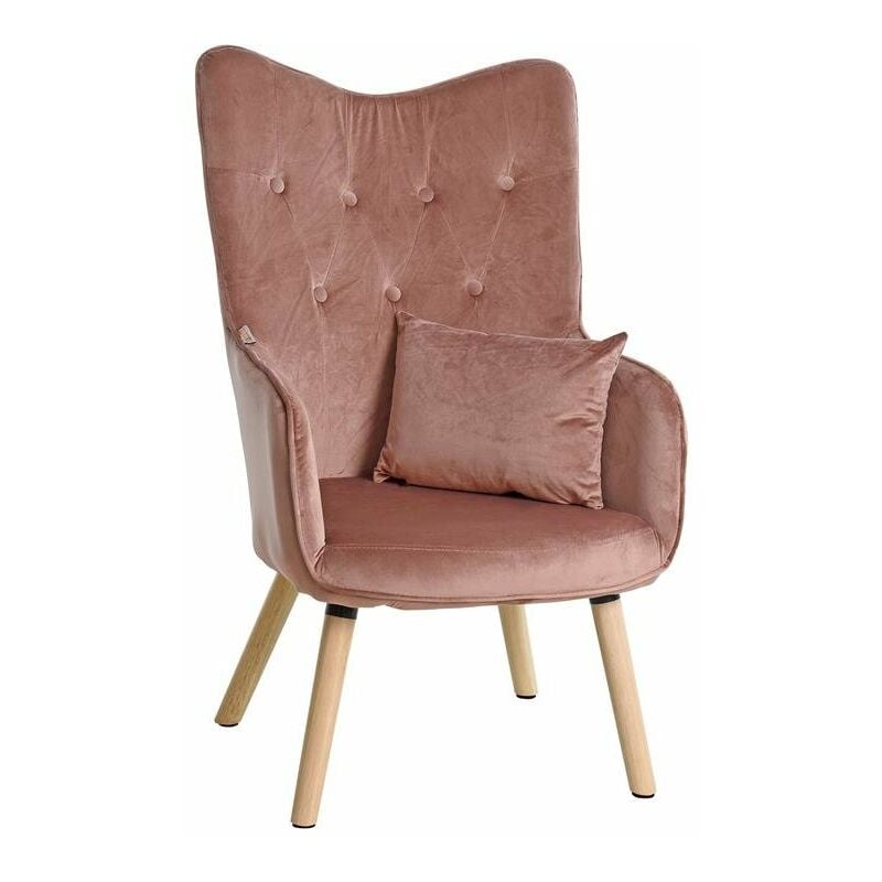 Fauteuil tv relax Fauteuil avec coussin Chaise de lecture rembourrée en tissu rose velours