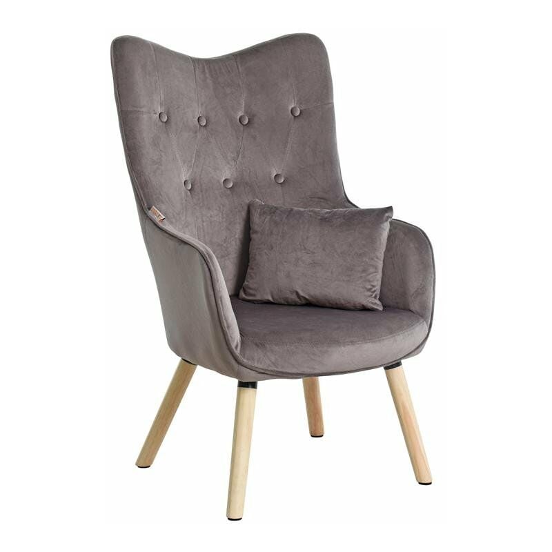 Estexo - Fauteuil tv relax Fauteuil avec coussin Chaise de lecture rembourrée en tissu gris foncé velours