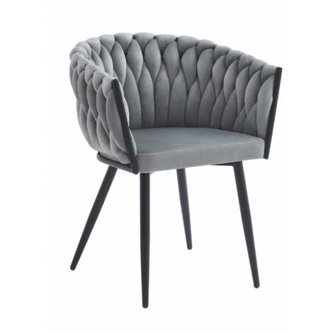 Fauteuil Valora MAYAN velours gris clair matelassé x1