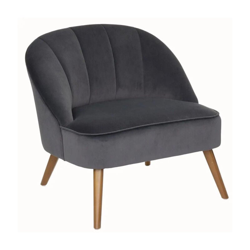 Atmosphera - Fauteuil Velours Design 'Naova' 78cm Gris