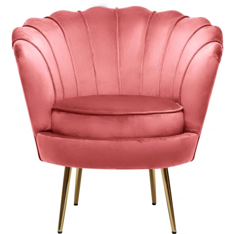 Habitat Et Jardin - Fauteuil velours 'Floria' - 70 x 73 x 76 cm - Rose
