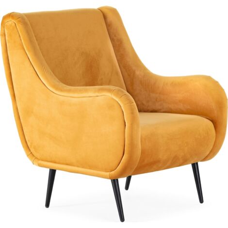 Fauteuil velours jaune chic et moderne - Jaune moutarde élégant et tendance