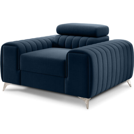 Fauteuil velours LOZA - Confort et design moderne-Bleu nuit