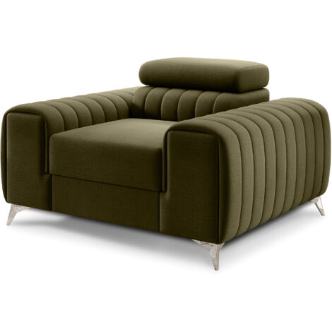 Fauteuil velours LOZA - Confort et design moderne-Vert olive