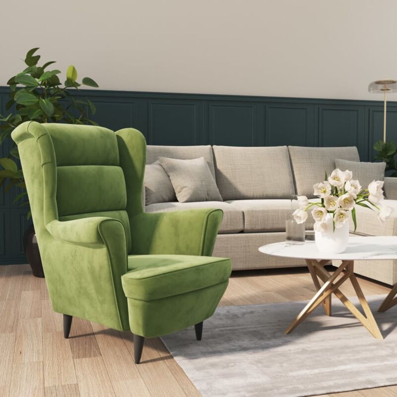 Fauteuil en velours avec dossier de style rétro haut couleurs simples couleurs différentes couleurs Couleur : Vert clair