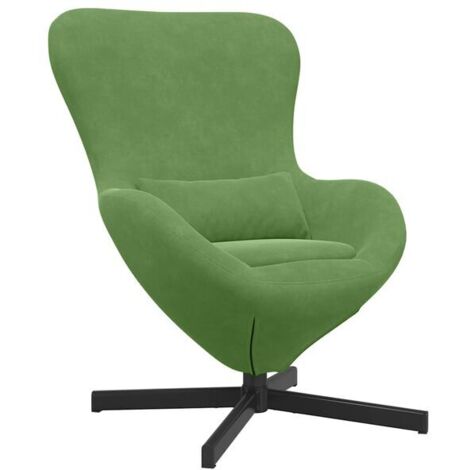 Fauteuil vert clair en forme d'œuf, 63 x 73 x 90 cm, tissu velours.