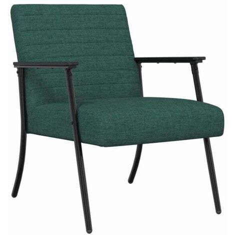 Fauteuil vert foncé, dimensions : 59 x 75 x 78 cm, revêtement en tissu.