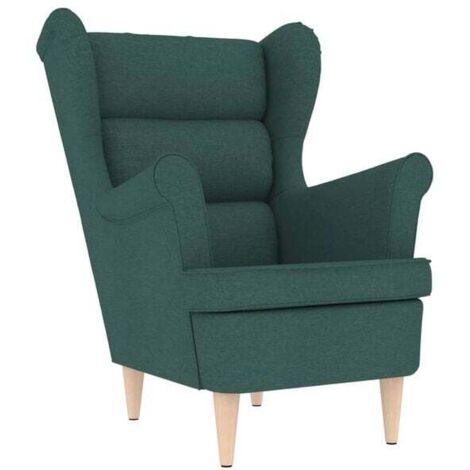 Fauteuil vert foncé, dimensions 74 x 84 x 100 cm, tissu