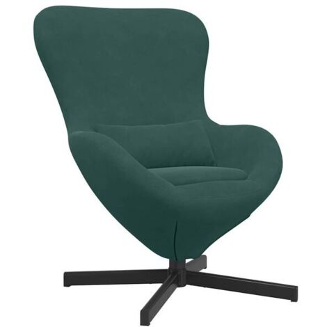 Fauteuil vert foncé en forme d'œuf, 63 x 73 x 90 cm, velours.
