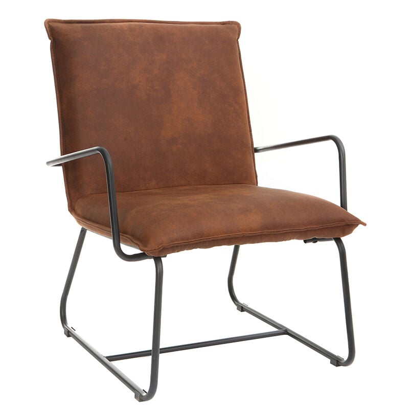 Fauteuil vintage marron et métal noir mercy