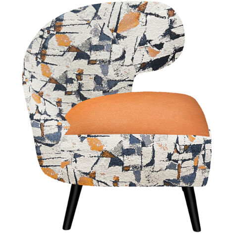 Fauteuil virgule en velours côtelé orange et multicolore - LOOP