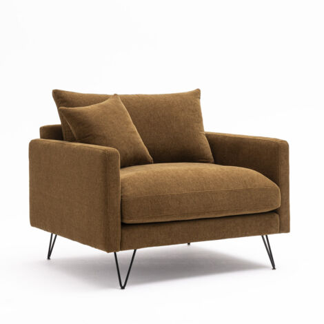 Fauteuil XL en tissu pieds épingles noirs - Bronze - VILLABON