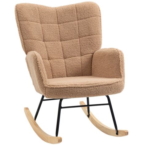Fauteuils à bascule en simili cuir marron, chaise d'appoint relax pour chambre à coucher, capacité de charge 120 kg, confortable et design