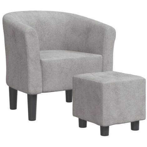 Fauteuils convertibles avec repose-pieds en velours gris clair