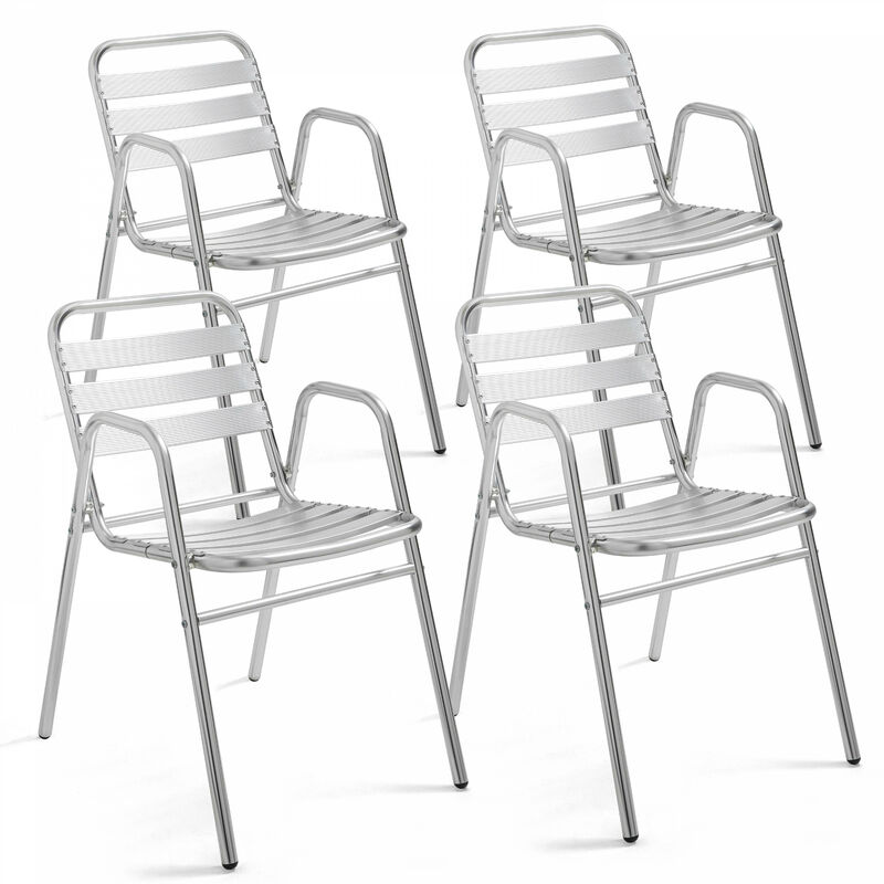 Oviala - Lot 4 fauteuils de jardin aluminium gris