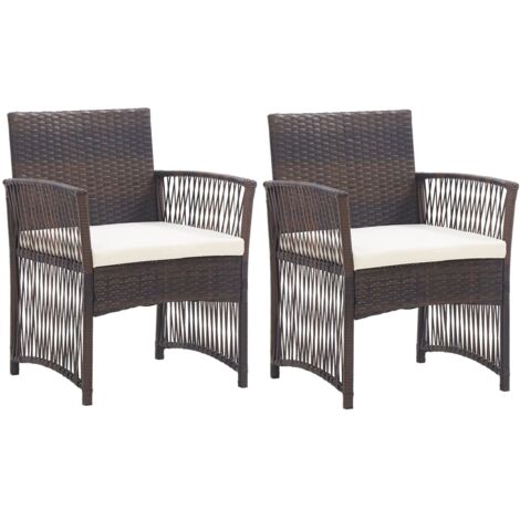 2x Fauteuils de Jardin avec Coussins Résine Tressée Chaise Multicolore vidaXL