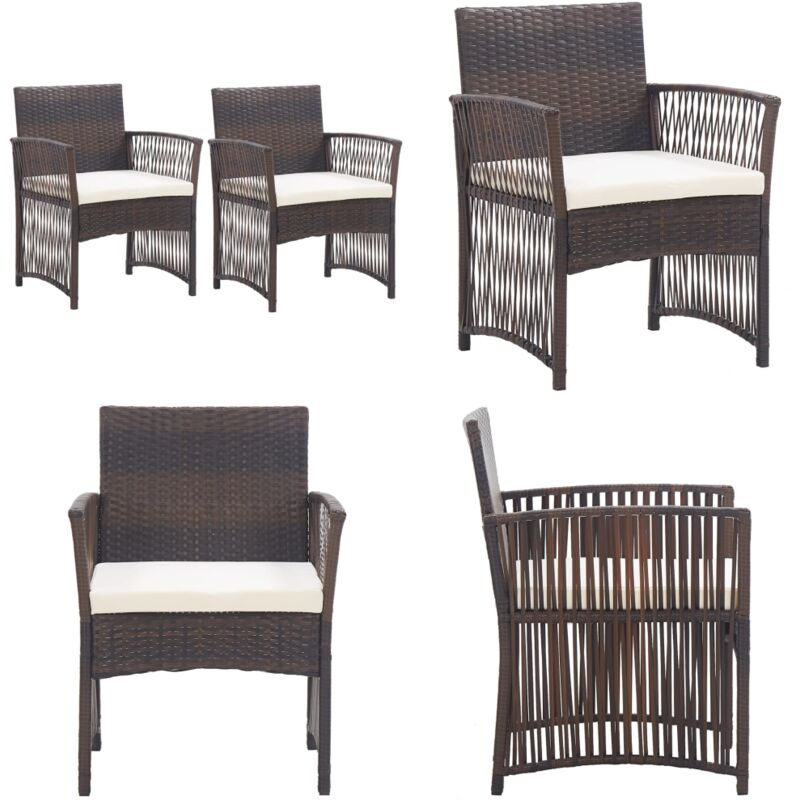 Fauteuils de jardin et coussins lot de 2 Marron Résine tressée - Chaise De Jardin - Chaise Extérieure - Mobilier De Jardin - Set De Chaises - Meubles