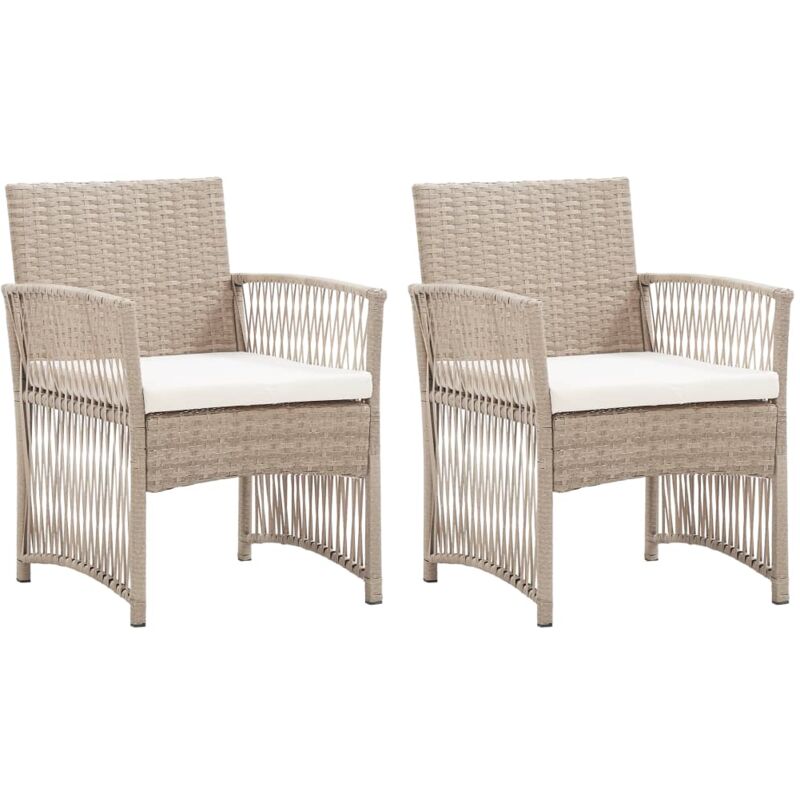 Fauteuils de jardin avec coussins 2 pcs Beige Résine tressée - Vidaxl